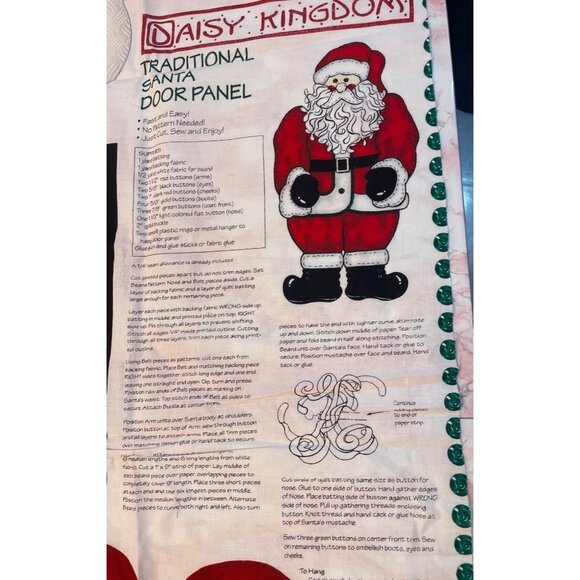 Vintage 1990s Daisy Kingdom Traditional Santa Door Panel Cut and Sew 3769 40 Inc - Picture 3 of 7
